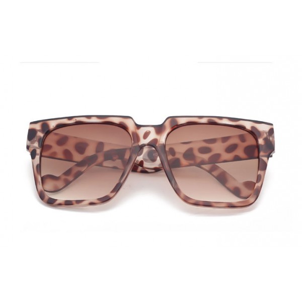 Brown Leopard Oversized Rectangular Polarized Lens Sunglasses